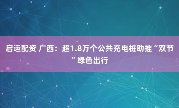 启运配资 广西：超1.8万个公共充电桩助推“双节”绿色出行