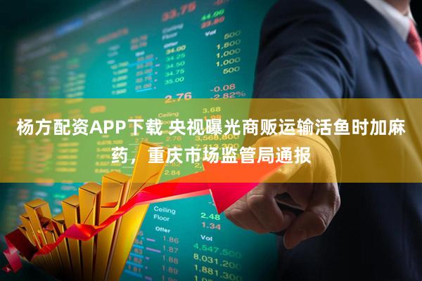 杨方配资APP下载 央视曝光商贩运输活鱼时加麻药，重庆市场监管局通报