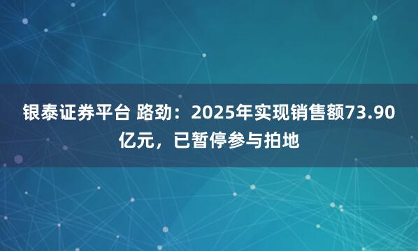 银泰证券平台 路劲：2025年实现销售额73.90亿元，已暂停参与拍地